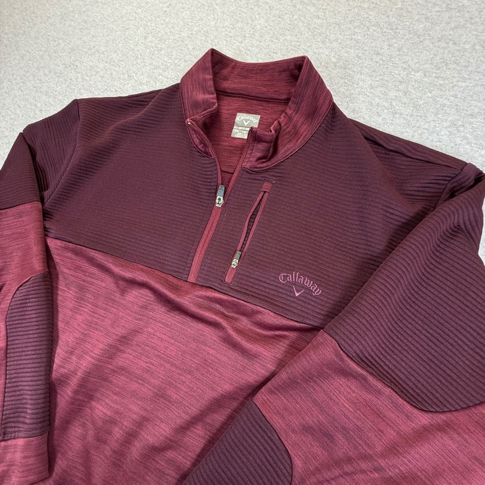 Callaway Mens XXL Opti-Dri 1/4 Zip Pullover Burgundy Heather Golf Jacket XXL